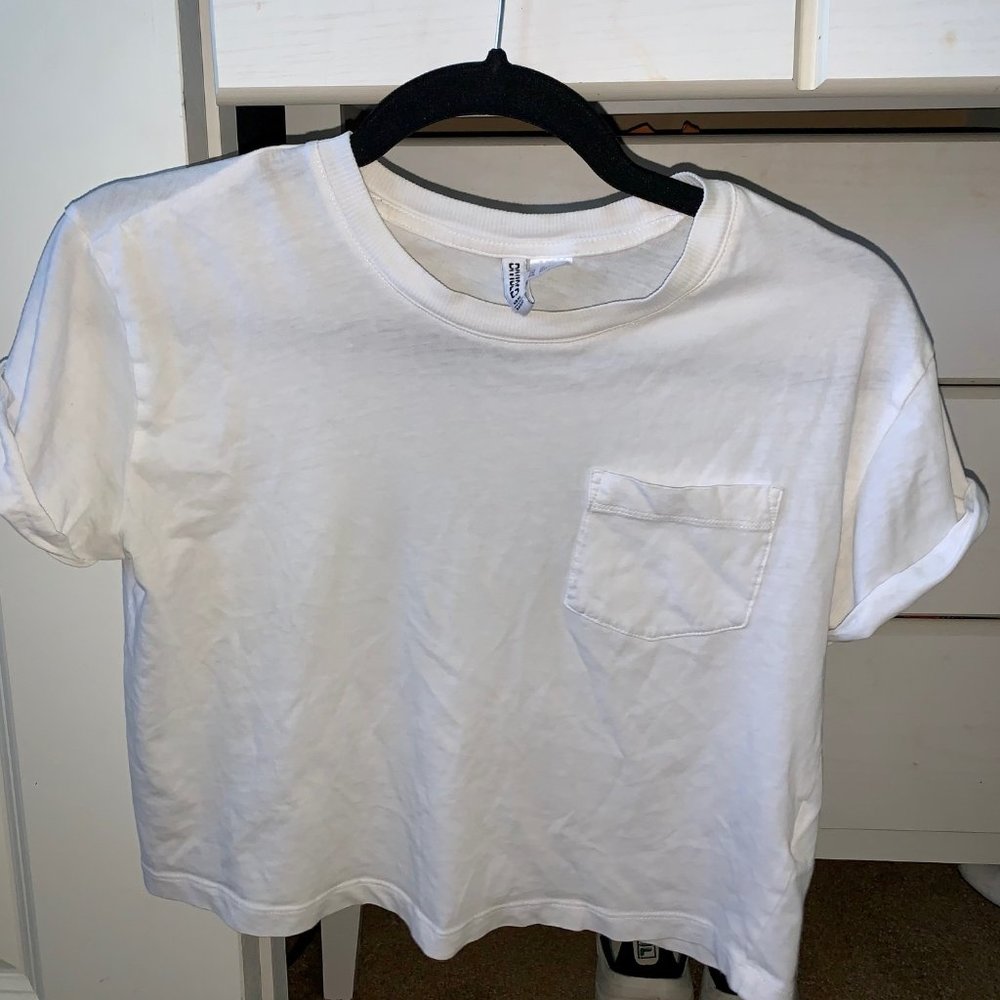 Cropped white t-shirt H&M
